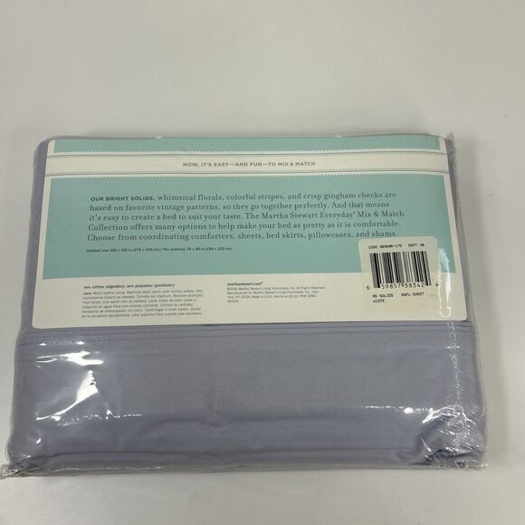 Martha Stewart Flat Sheet KING Size Light Purple 250 Thread Count - Picture 3 of 5